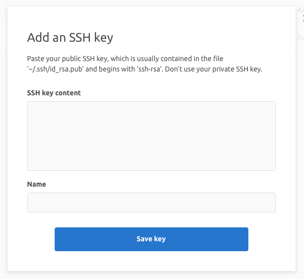 Add SSH key to list.